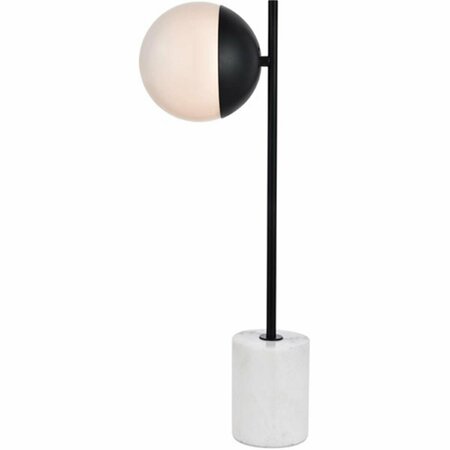 CLING Eclipse 1 Light Table Lamp with Frosted White Glass, Black CL3473646